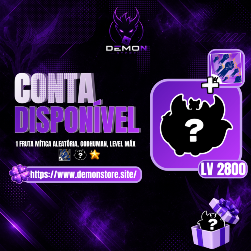 『🎲』1 FRUTA MÍTICA ALEATÓRIA + GODHUMAN + 90% LEVEL MÁX