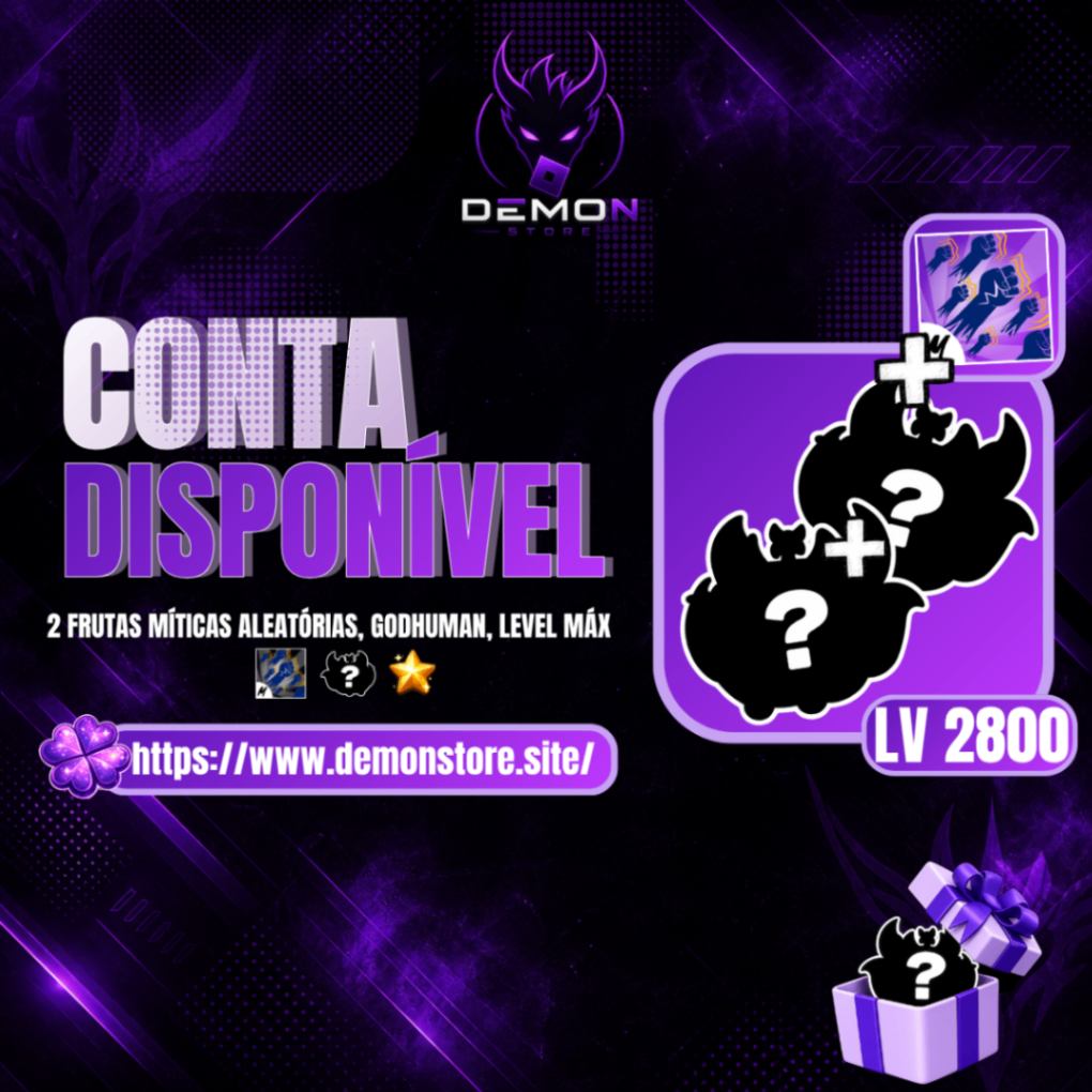 『🎲』2 FRUTAS MÍTICAS ALEATÓRIAS + GODHUMAN + 90% LEVEL MÁX