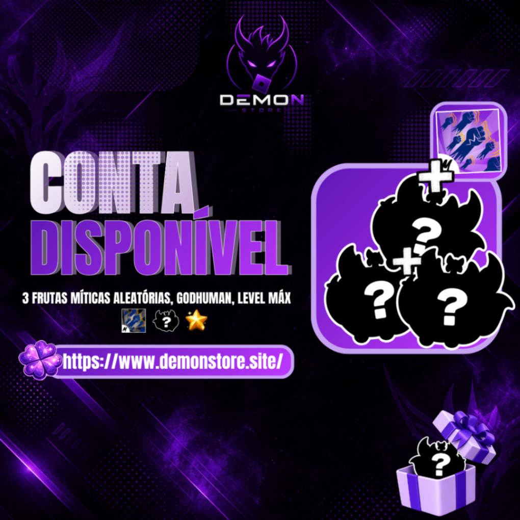 『🎲』3 FRUTAS MÍTICAS ALEATÓRIAS + GODHUMAN + 90% LEVEL MÁX