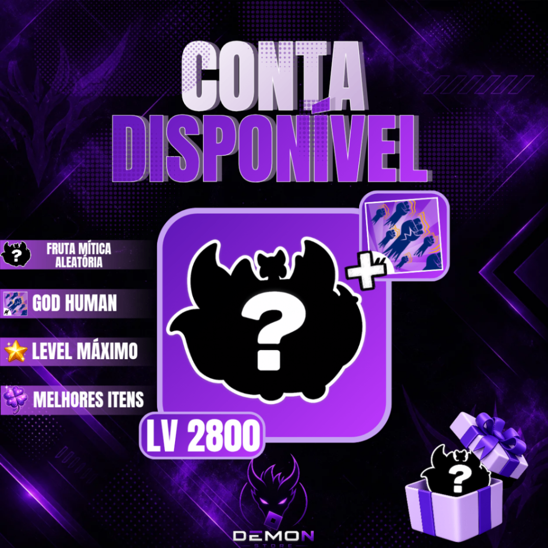 『🎲』1 FRUTA MÍTICA ALEATÓRIA + GODHUMAN + 90% LEVEL MÁX